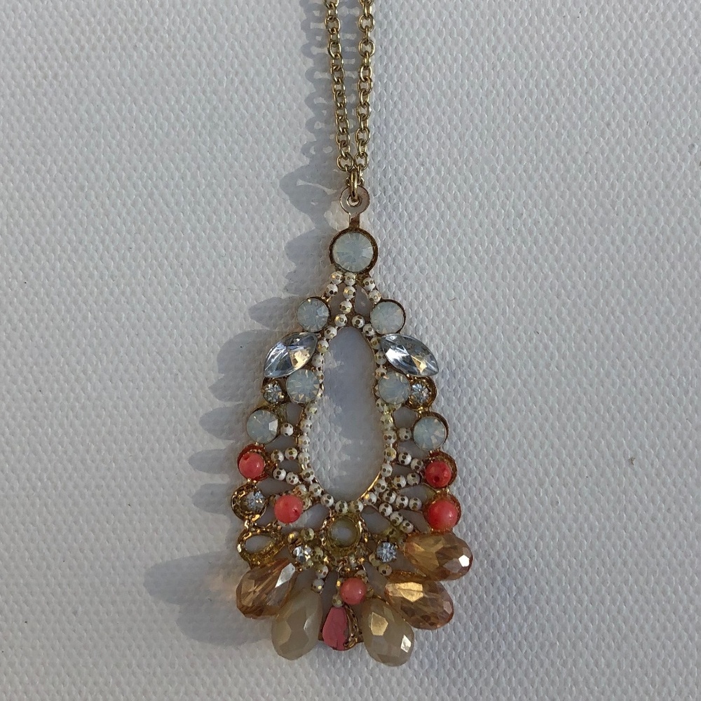 Peachy & Gold Crystal Necklace